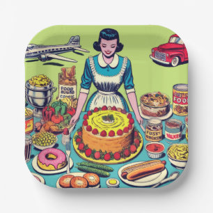 Retro Food Comics Paper Plates
