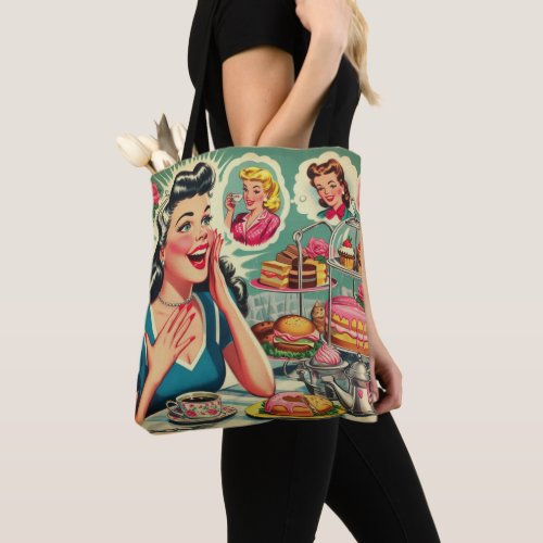 Retro Food Cute Girl Illustration Tote Bag