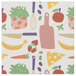 Retro Food Pattern Fabric