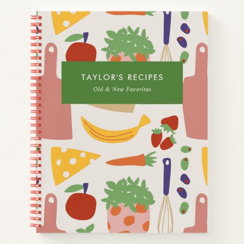 Retro Food Pattern Recipe Notebook