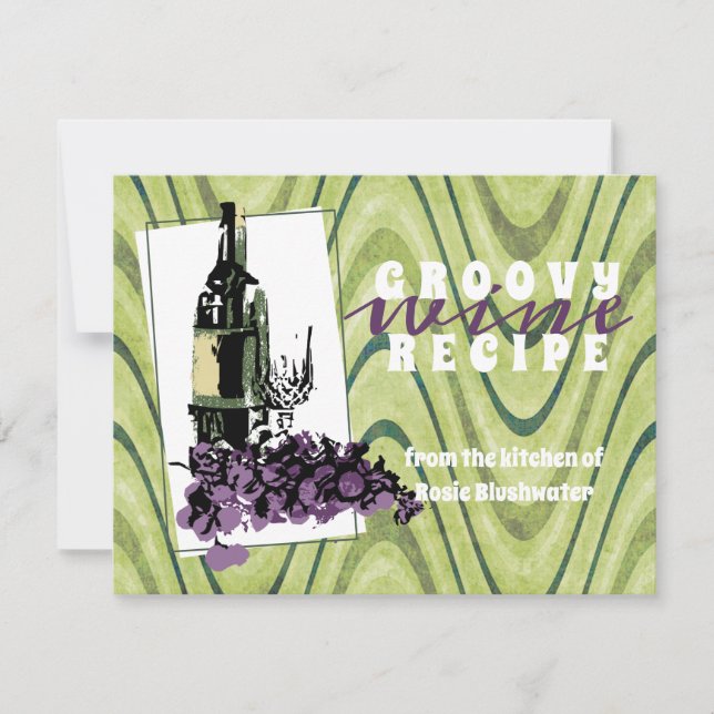 Retro food wine grapes gourmet recipe card (Front)