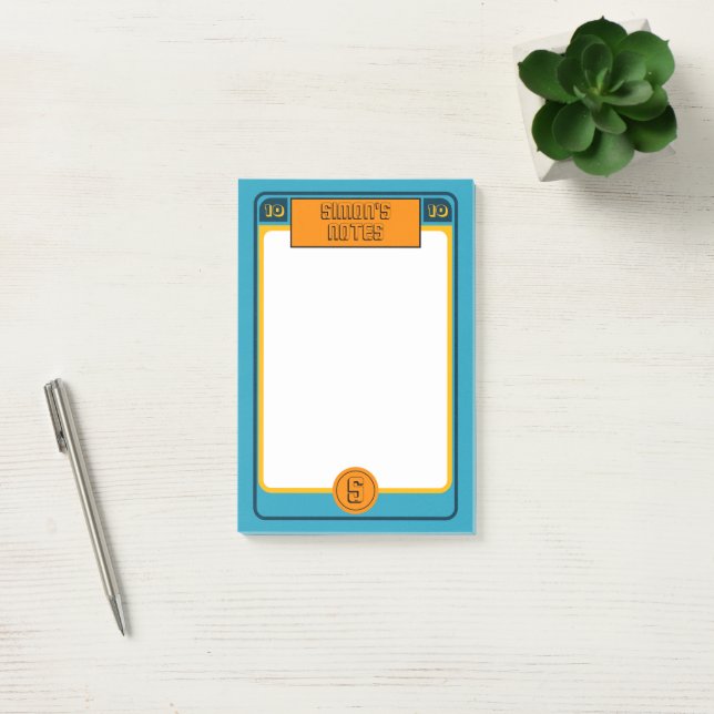 Retro Football Card Inspired Blue Post-it Notes (Office)