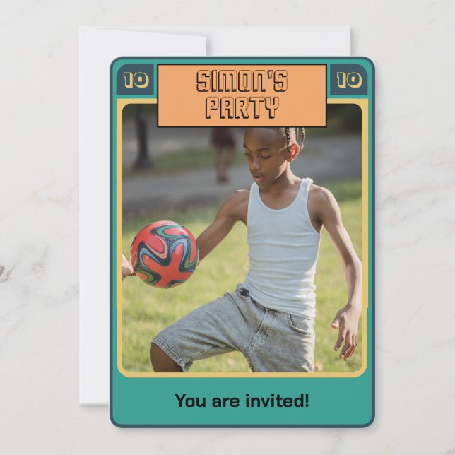 Retro Football Card inspired Boy Party Invitation (Front)