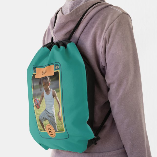 Retro Football Card inspired Personalized Drawstring Bag (Insitu)