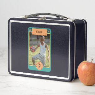 Retro Football Card inspired Personalized Metal Lunch Box