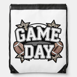 Retro Football Game Day Drawstring Bag