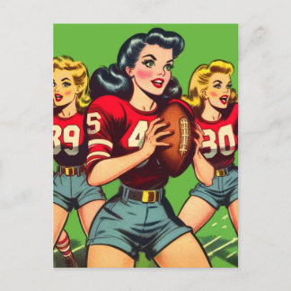 Retro Football Girls Comics Postcard