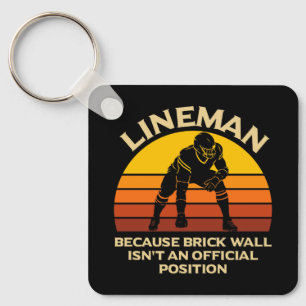 Retro Football Lineman Brick Wall Funny Gift Keychain