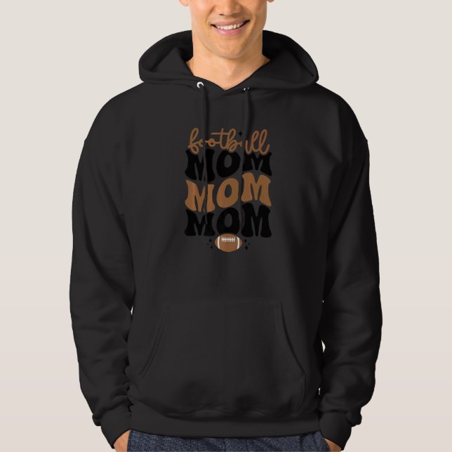 Retro Football Mom Groovy American Football Mama W Hoodie (Front)