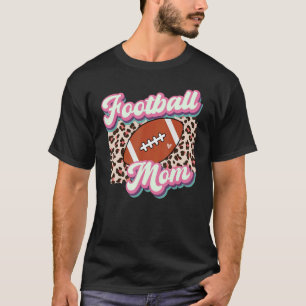 Retro Football Mom Leopard Mama American Football  T-Shirt