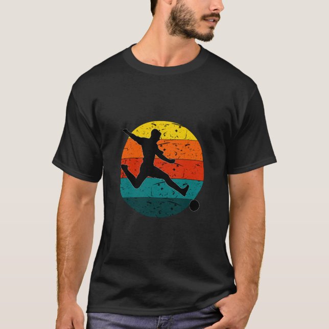Retro Football Soccer Shooter | Simple Retro Color T-Shirt (Front)