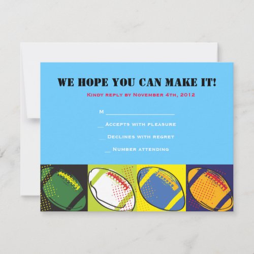 Retro FOOTBALL Themed Bar Bat Mitzvah Reply card