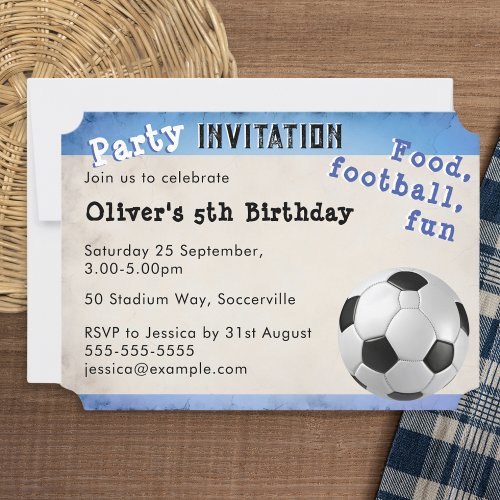 Retro Football Ticket Soccer Ball Sport Themed Invitation