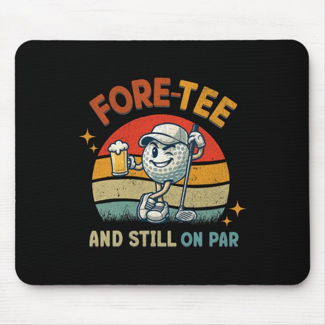 Retro Fore Tee Golf Birthday Party 40th Birthday G Mouse Pad (Front)