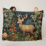 Retro Forest Deer William Morris Inspired Pattern Fleece Blanket<br><div class="desc">Our forest deer fleece blanket goes beyond providing warmth; it creates a sense of connection with nature and the beauty of art. The graceful deer, surrounded by botanical leaves and art nouveau-style florals, brings a touch of enchantment to any room. It is a thoughtful gift for nature enthusiasts, art lovers,...</div>