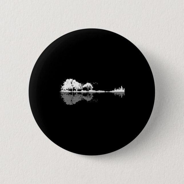 Retro Forest Funny Nature Guitar Clic Music  Button (Front)