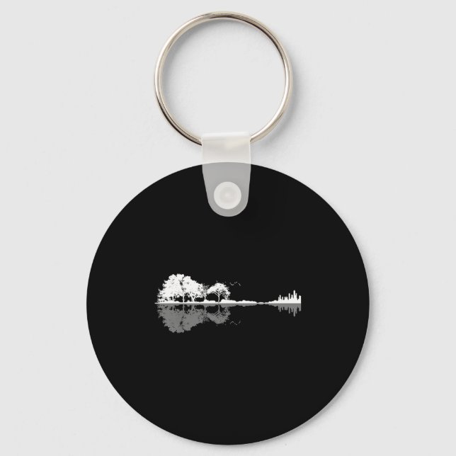 Retro Forest Funny Nature Guitar Clic Music  Keychain (Front)