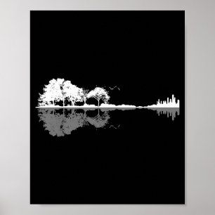 Retro Forest Funny Nature Guitar Clic Music Poster