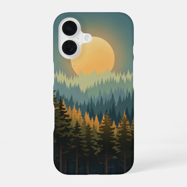 Retro Forest Moonrise iPhone Case (Back)