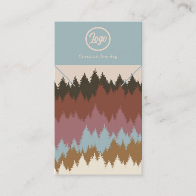 Retro Forest Necklace Jewelry Logo Business Card (Front)