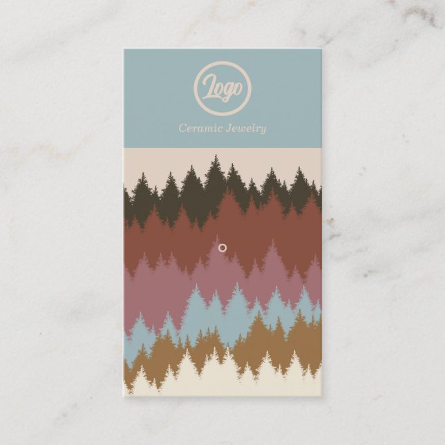 Retro Forest Pin Jewelry Logo Business Card (Front)