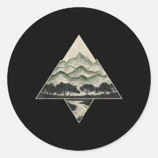 Retro Forest Trees Wildlife Nature Vintage Classic Round Sticker