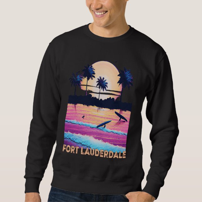 Retro Fort Lauderdale Florida Souvenir Surf Sweatshirt (Front)