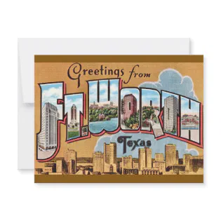 Retro Fort Worth TX Greeting Postcard