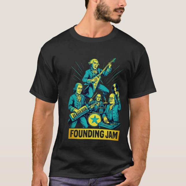  Retro Founding Fathers Rock Band T-Shirt (Front)