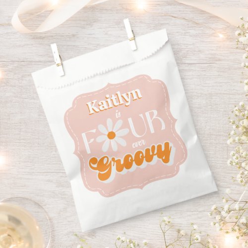 Retro Four Ever Groovy Girls 4th Birthday Favor Bag