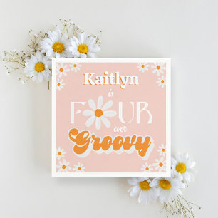 Retro Four Ever Groovy Girls 4th Birthday Napkins