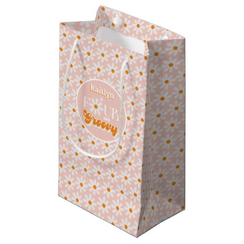 Retro Four Ever Groovy Girls 4th Birthday Small Gift Bag