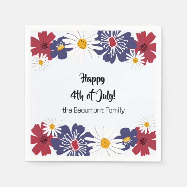 Retro Fourth of July 4th Summer Party Cocktail Napkins (Front)