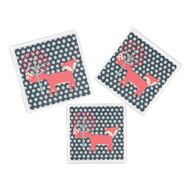 Retro Fox Acrylic Tray (Set)
