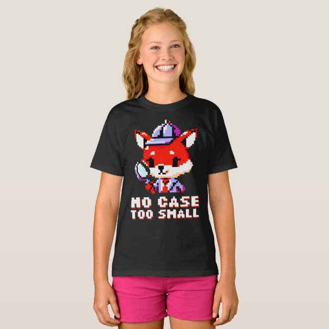 Retro Fox Detective: 8-Bit Whimsy T-Shirt (Front Full)