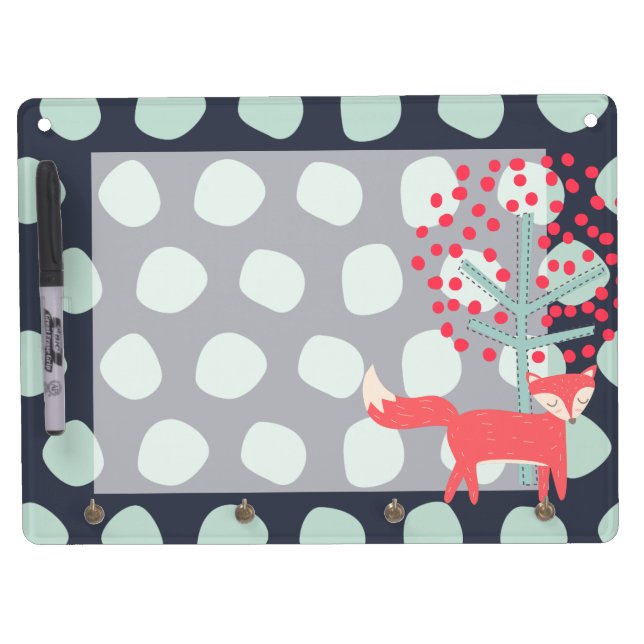 Retro Fox Dry Erase Board With Keychain Holder (Front)
