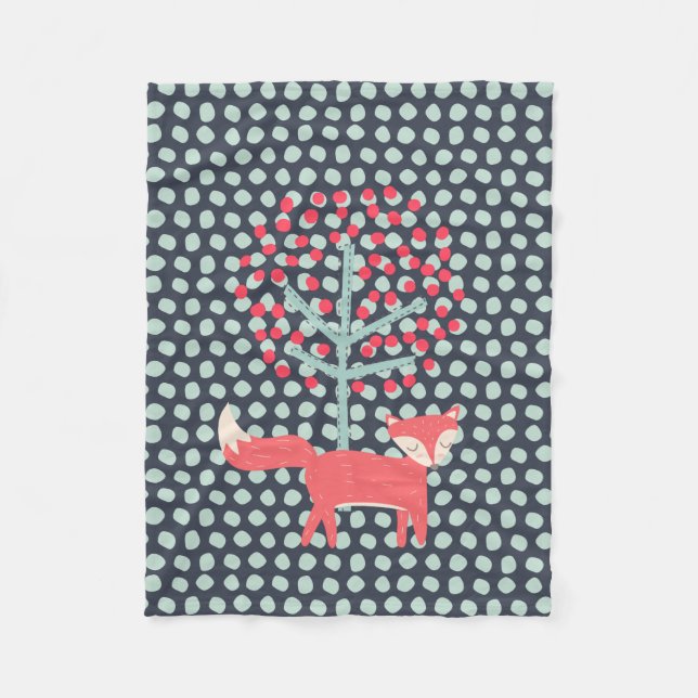 Retro Fox Fleece Blanket (Front)