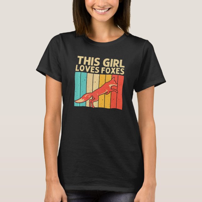 Retro Fox For Girls Kids Women Wild Fox Animal T-Shirt (Front)