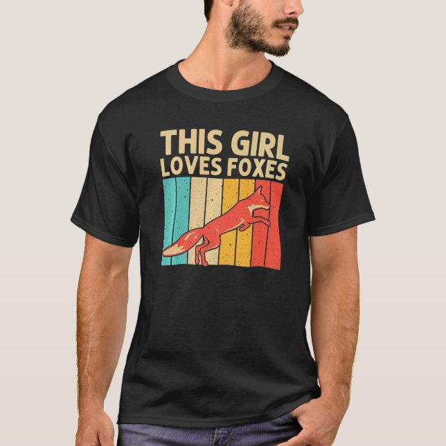 Retro Fox For Girls Kids Women Wild Fox Animal T-Shirt (Front)