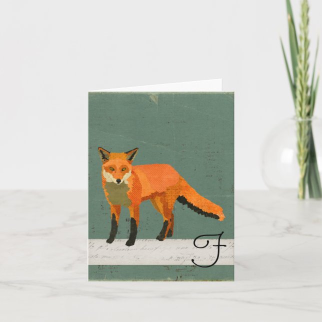 Retro Fox Monogram Notecard (Front)