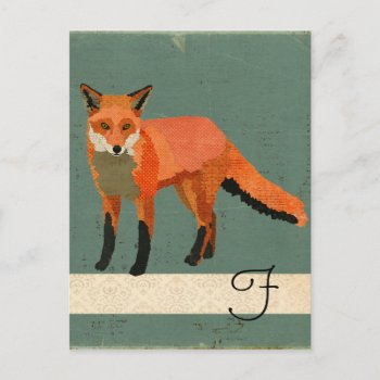 Retro Fox Monogram Postcard by NicoleKing at Zazzle