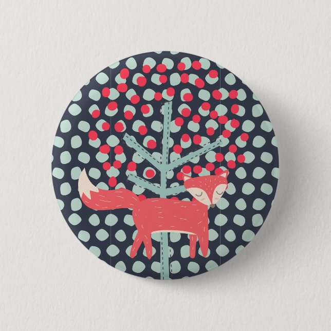 Retro Fox Pinback Button (Front)
