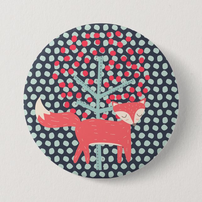 Retro Fox Pinback Button (Front)
