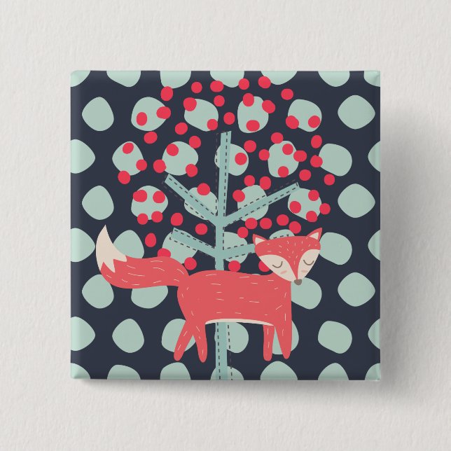 Retro Fox Pinback Button (Front)