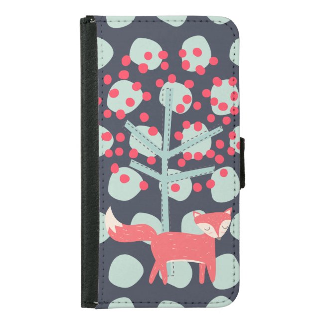 Retro Fox Samsung Galaxy Wallet Case (Front)