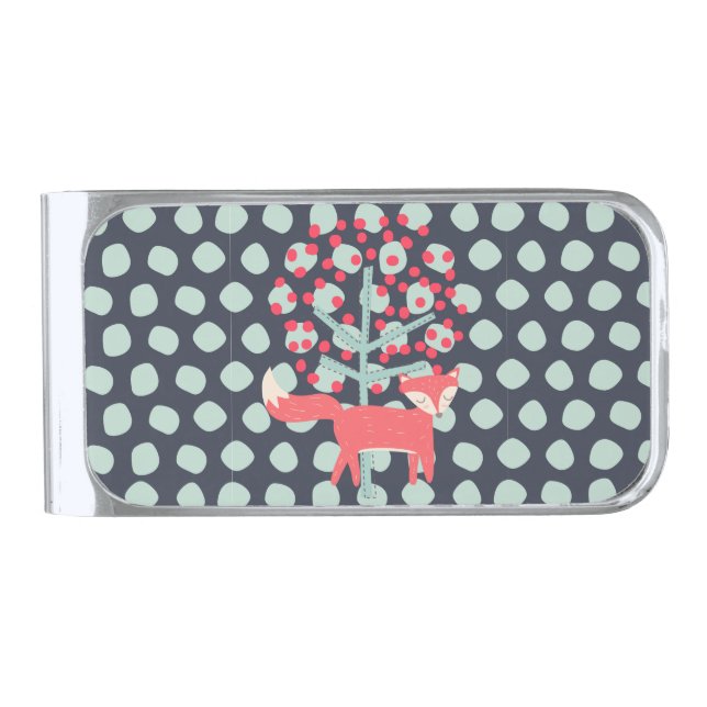 Retro Fox Silver Finish Money Clip (Front)