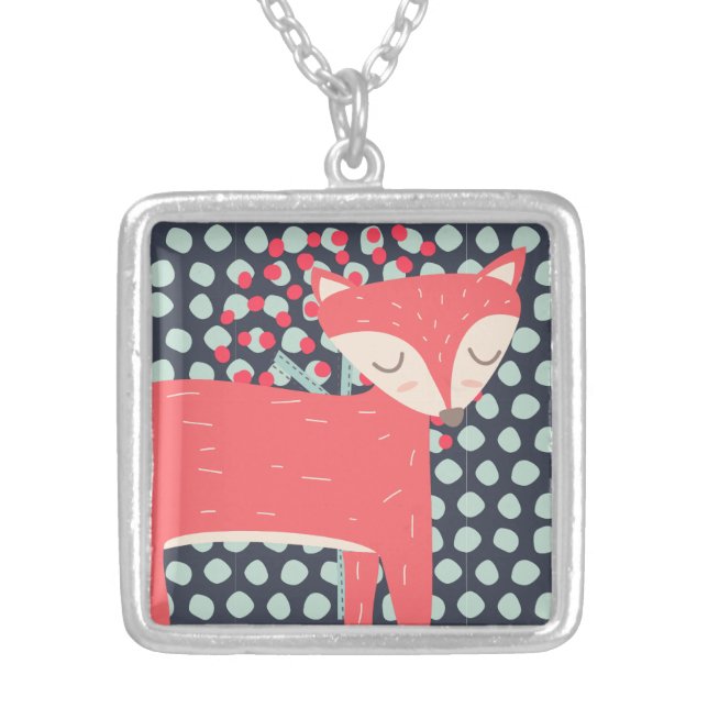 Retro Fox Silver Plated Necklace (Front)