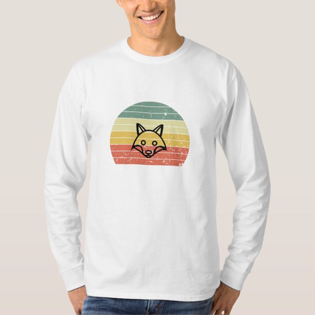 Retro Fox Sunset Aesthetic Vintage T-Shirt (Front)