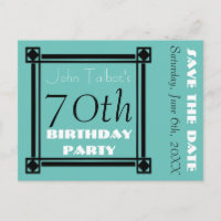 Retro Frame 70th birthday Party Save the Date Announcement Postcard