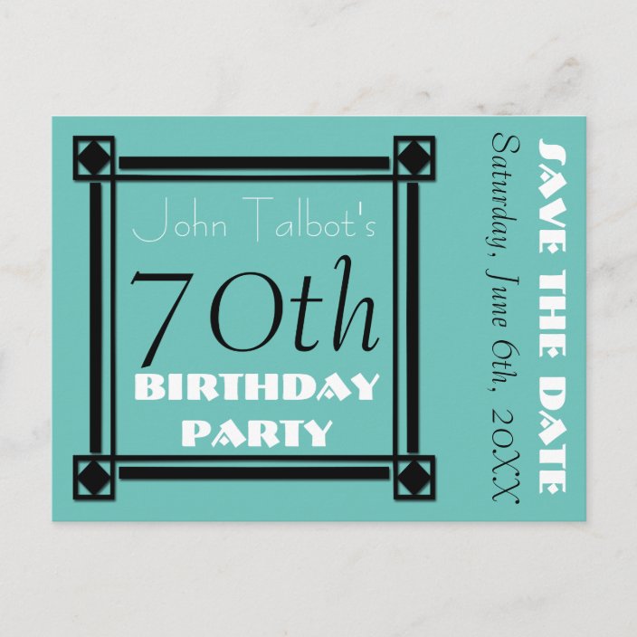 Retro Frame 70th Birthday Party Save The Date Announcement Postcard Zazzle Com